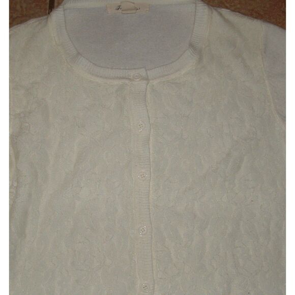 Ivory Jr Sz Large Casual or Dress Soft Lace Front Cardigan Sweater FOREVER 21 - Picture 2 of 2